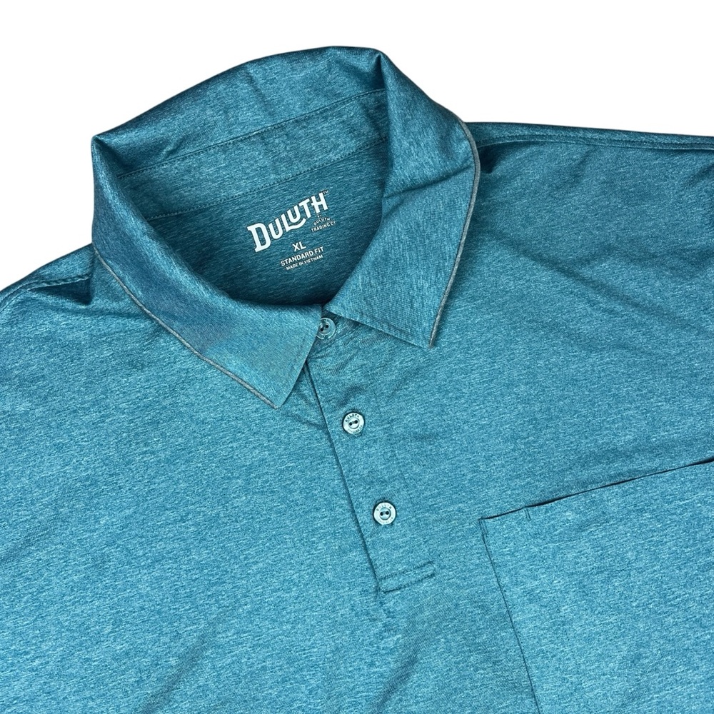 Duluth Trading Polo Shirt Mens‎ XL Green Performance Standard Fit Stretch Pocket